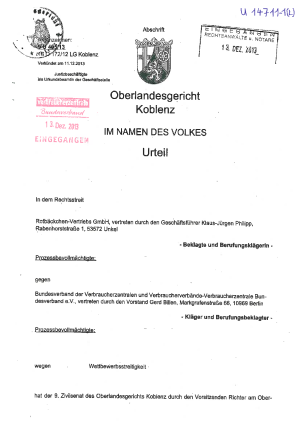 Rotbäckchen, OLG Koblenz vom 11.12.2013