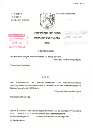 Urteil des OLG Hamm vom 21.02.2013 