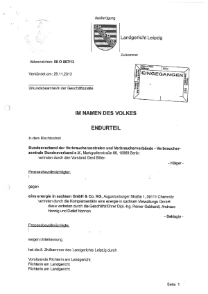 eins Energie Sachsen, LG Leipzig vom 29.11.2013