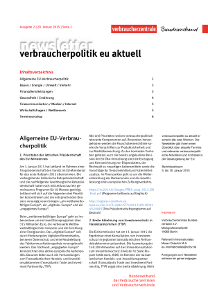 Newsletter Verbraucherpolitik EU aktuell 2/2015