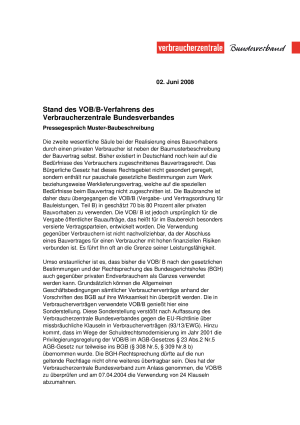 Hintergrund zum Verfahren VOB/B (2. Juni 2008)