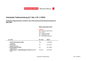Liste der Verfahren wegen unerlaubter Telefonwerbung