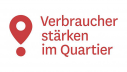 Piktogramm eines Standorts mit dem Slogan Verbraucher stärken im Quartier