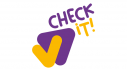 Projekt-Logo in Lila-Gelb mit "Check-it" Schriftzug