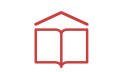 Logo der Verbraucherbildung, ein Piktogramm eines Buches mit Dach 