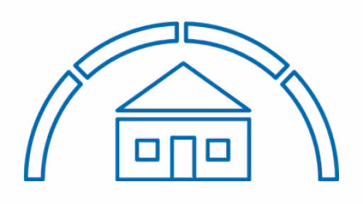 Zu sehen ist das Logo der Verbraucherschule: Haus unter einem Halbkreis, darunter der Schriftzug Verbraucherschule