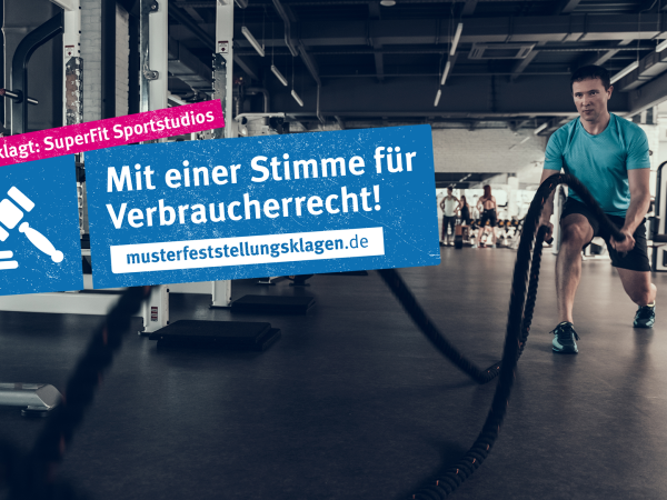 Keyvisual zur Musterfeststellungsklage des vzbv gegen Superfit