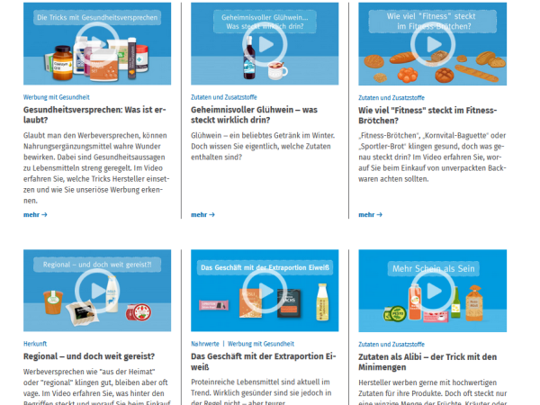 Seite mit den Videos
