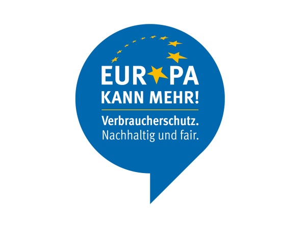 Sprechblase in blau mit dem Text: Europa kann mehr