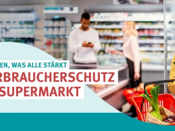Veranstaltungsbild Verbraucherschutz im Supermarkt, das Menschen im Supermarkt zeigt