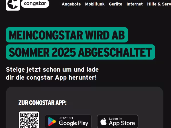 Screenshot der Congstar-Website mit dem Verstoß